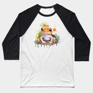 Frog Flower Watercolor Baseball T-Shirt